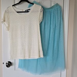 Lace shirt and tulle skirt